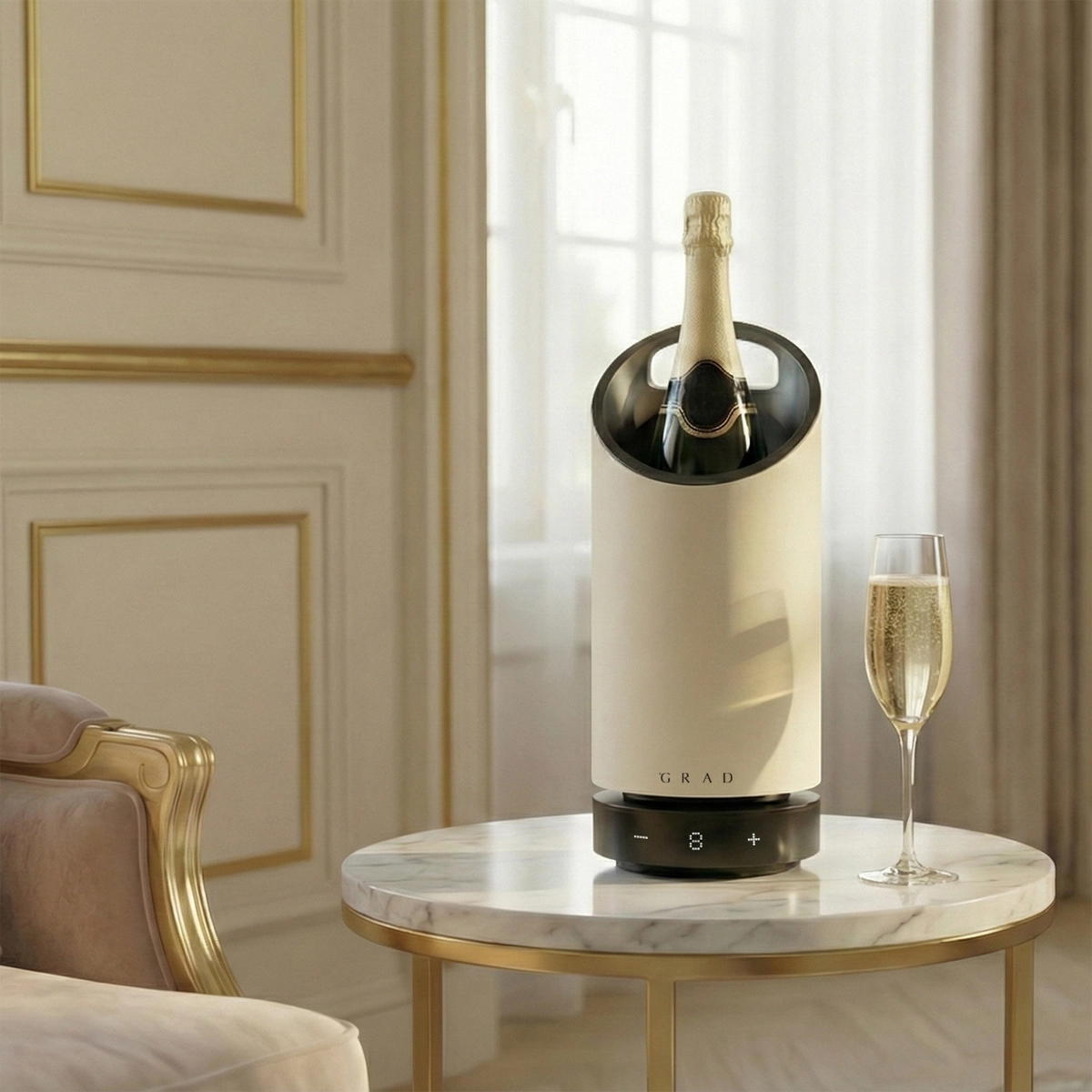 Seau à Vin Prodyne Sans Glace – Maintient Au Frais Sans Eau Ni Désordre – Acrylique Blanc Et Inox